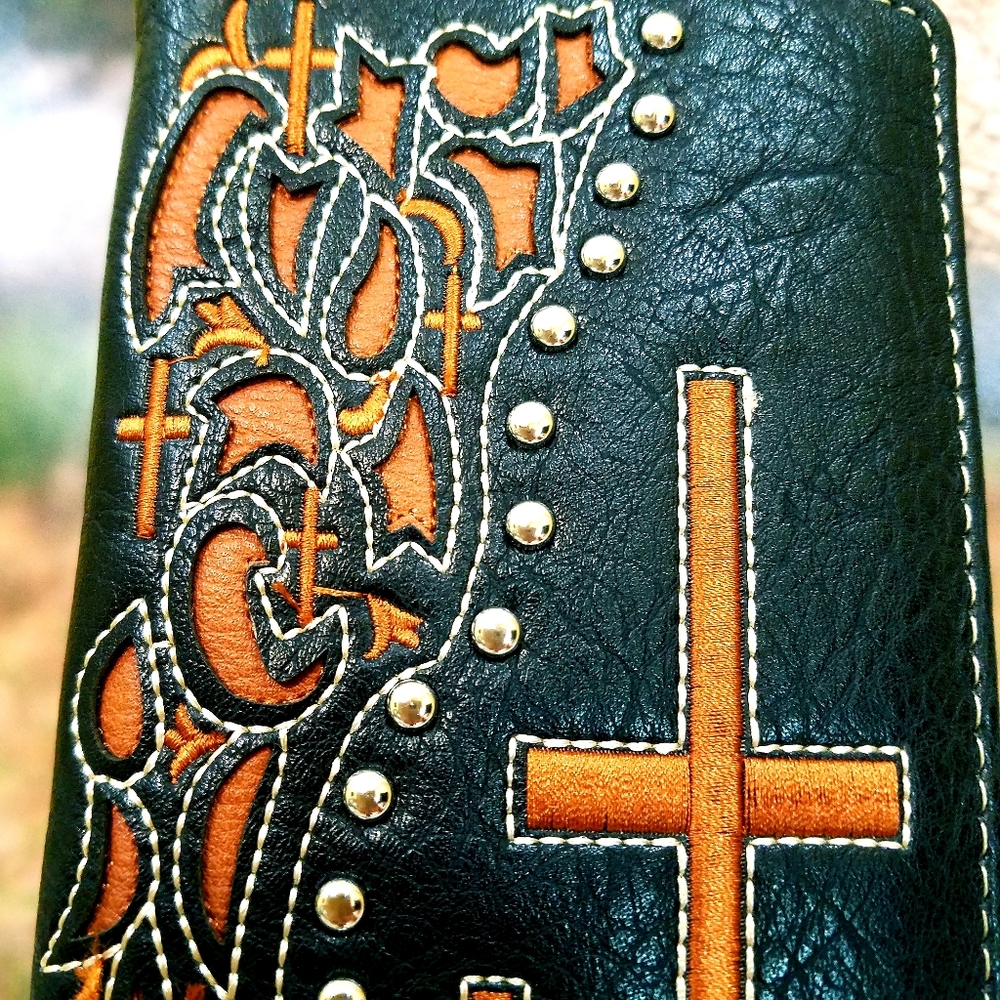 Cross mens wallet Western Bifold black embroidered - Picture 2 of 11